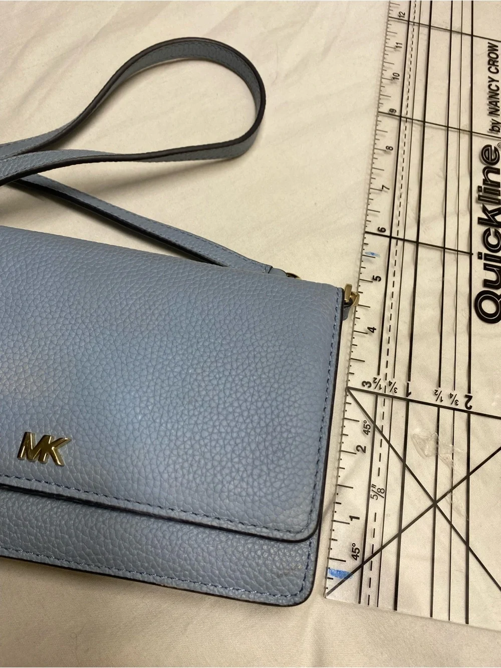 MK Mott Convertible Leather Wallet Crossbody Clutch - Chambray Blue